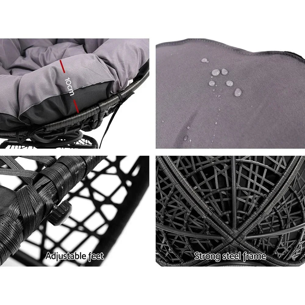 Gardeon Outdoor Chairs Outdoor Furniture Papasan Chair Wicker Patio Garden Black - Stacks Warehouse