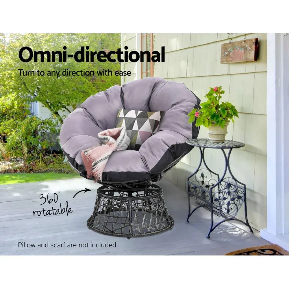 Gardeon Outdoor Chairs Outdoor Furniture Papasan Chair Wicker Patio Garden Black - Stacks Warehouse