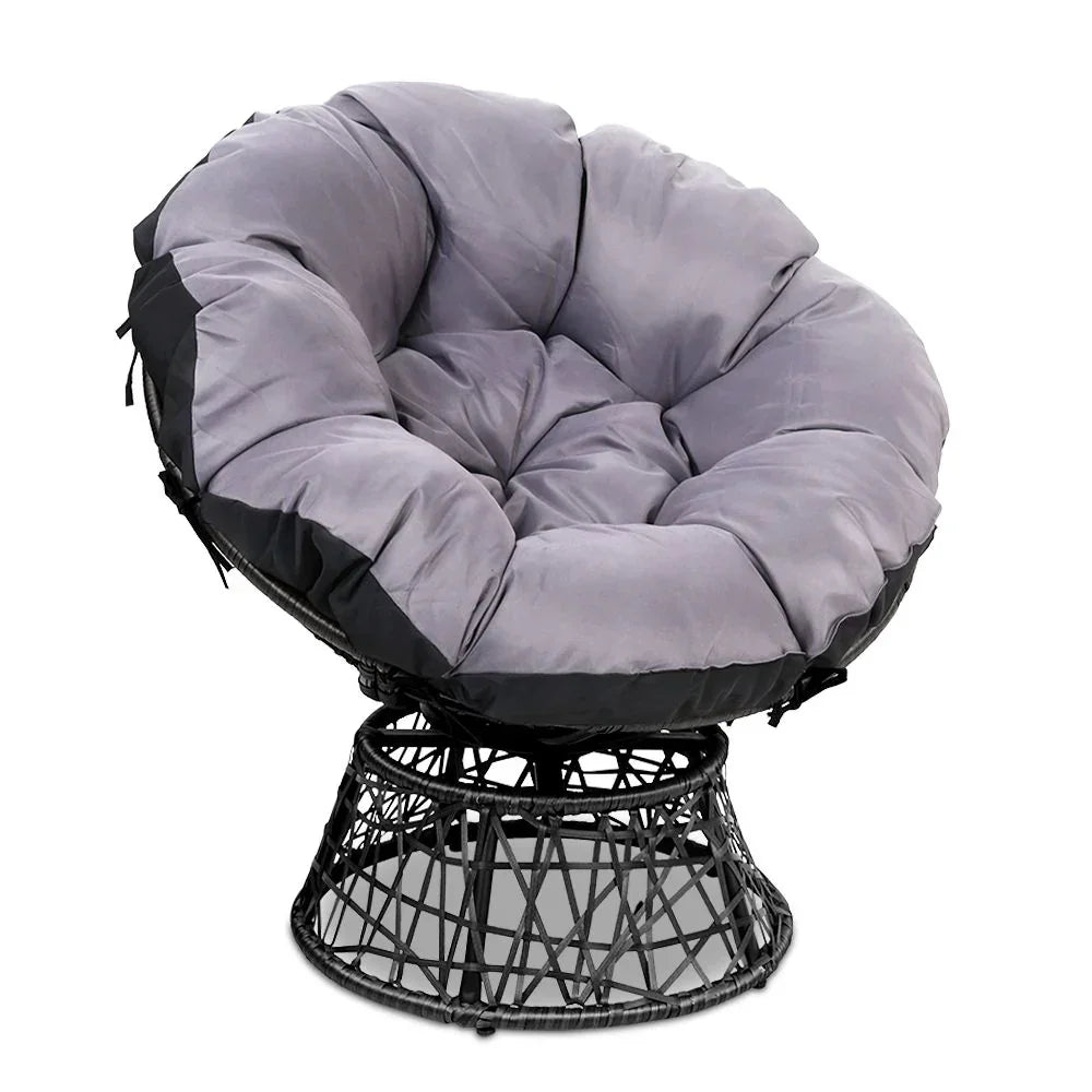 Gardeon Outdoor Chairs Outdoor Furniture Papasan Chair Wicker Patio Garden Black - Stacks Warehouse