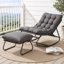 Gardeon Rocking Chair with Footrest - Grey Cushion
