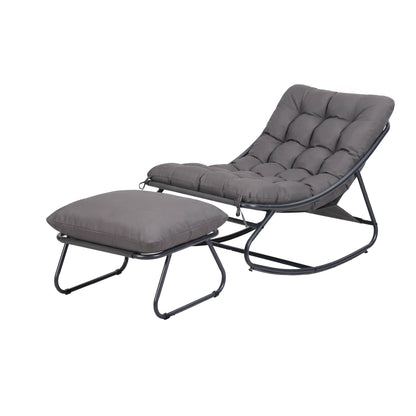 Gardeon Rocking Chair with Footrest - Grey Cushion - view 2