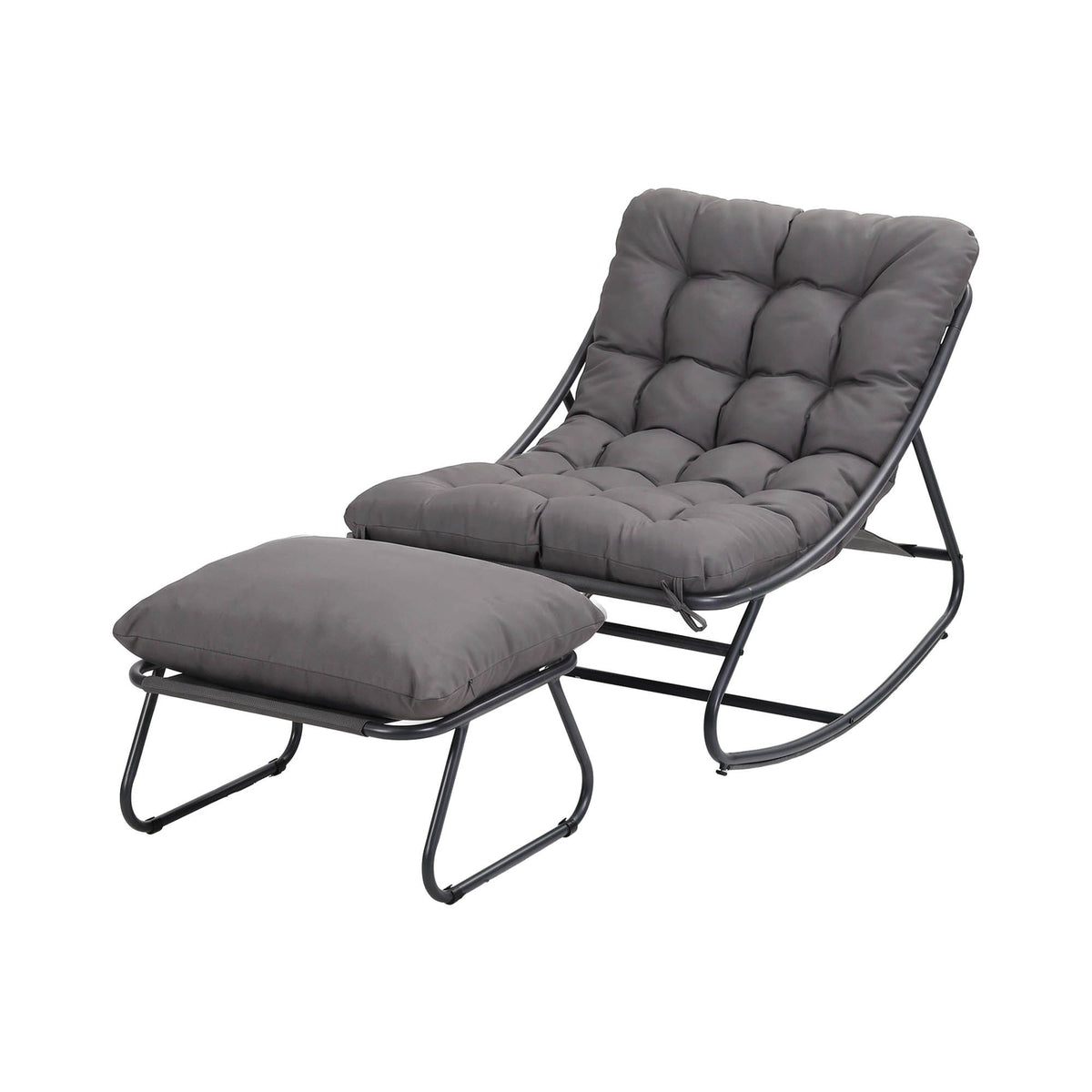 Gardeon Rocking Chair with Footrest - Grey Cushion - view 4