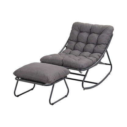 Gardeon Rocking Chair with Footrest - Grey Cushion - view 4
