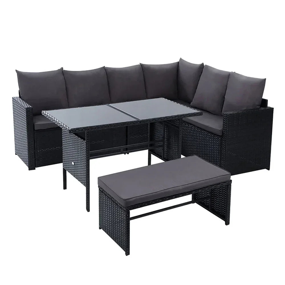 Outdoor Dining Set Sofa Lounge Setting Chairs Table Bench Black Cover - Stacks Warehouse