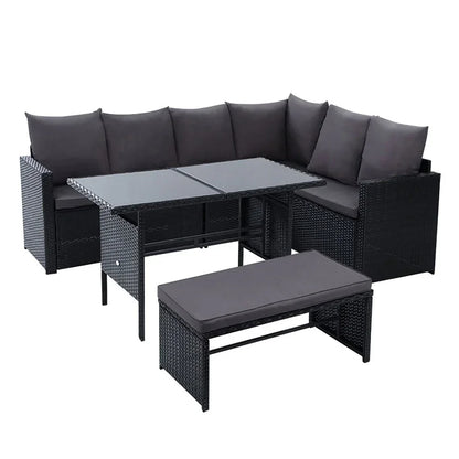 Outdoor Dining Set Sofa Lounge Setting Chairs Table Bench Black Cover - Stacks Warehouse