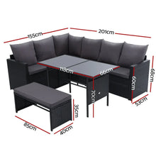 Outdoor Dining Set Sofa Lounge Setting Chairs Table Bench Black Cover - Flea Market