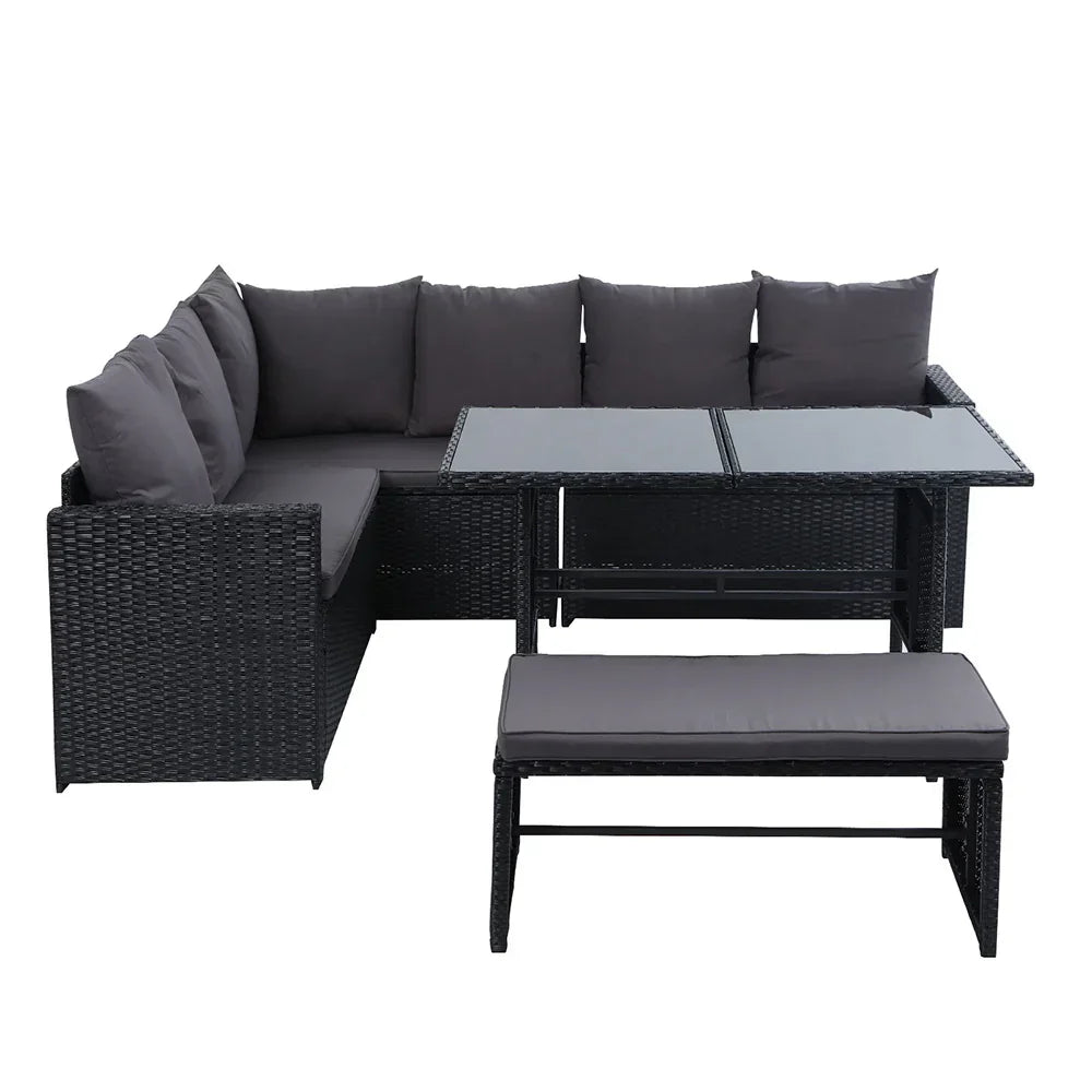 Outdoor Dining Set Sofa Lounge Setting Chairs Table Bench Black Cover - Stacks Warehouse
