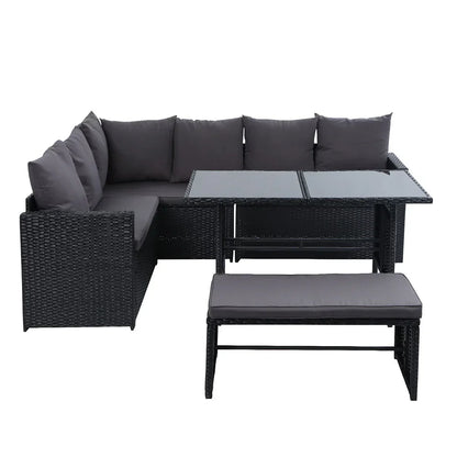 Outdoor Dining Set Sofa Lounge Setting Chairs Table Bench Black Cover - Stacks Warehouse
