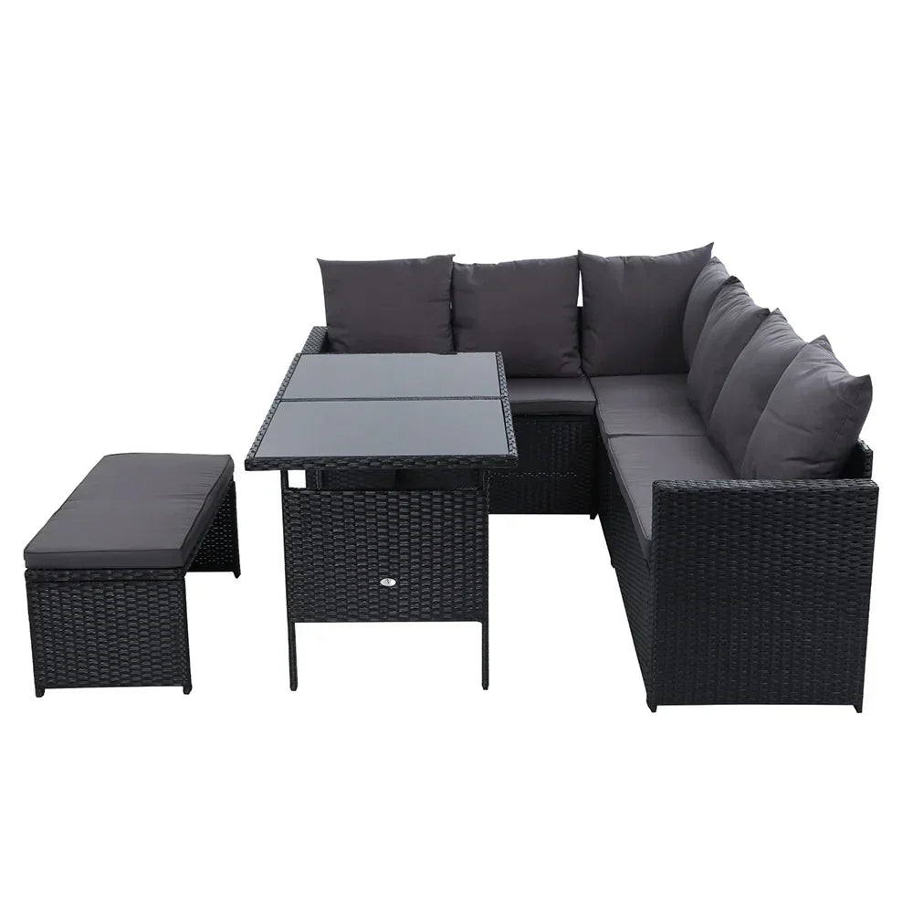 Outdoor Dining Set Sofa Lounge Setting Chairs Table Bench Black Cover - Stacks Warehouse
