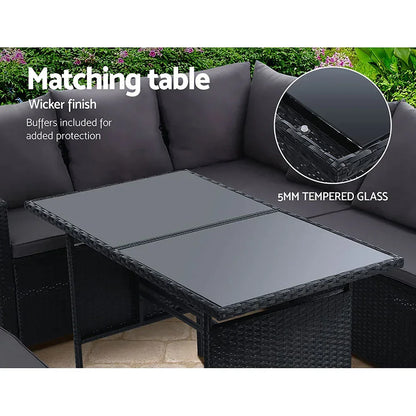 Outdoor Dining Set Sofa Lounge Setting Chairs Table Bench Black Cover - Stacks Warehouse