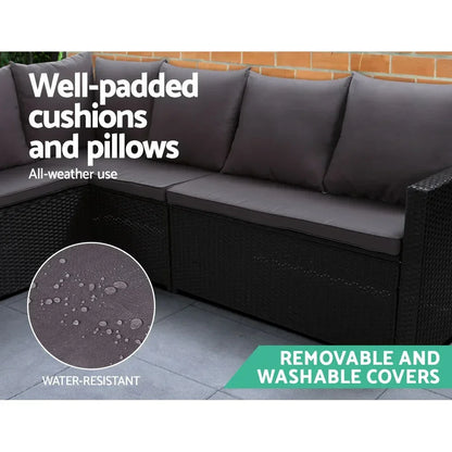 Outdoor Dining Set Sofa Lounge Setting Chairs Table Bench Black Cover - Stacks Warehouse