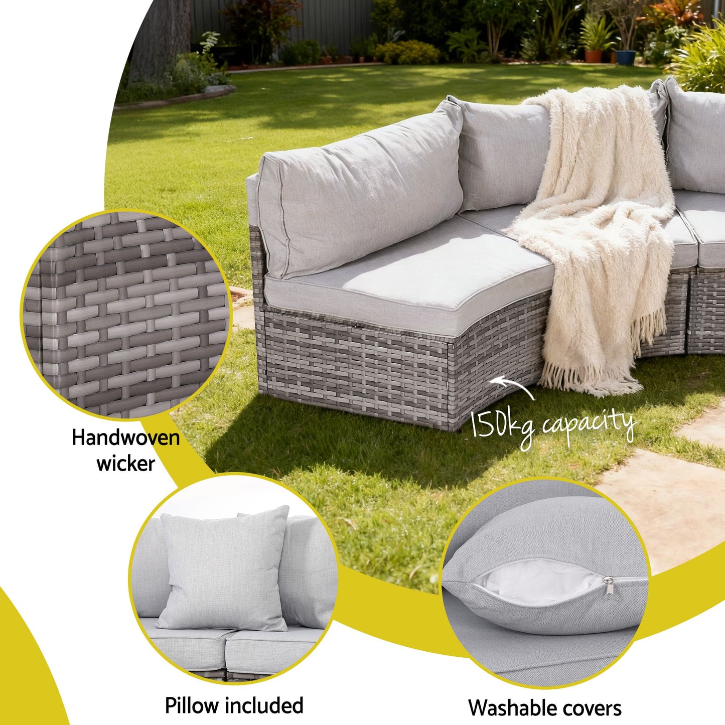 Gardeon 8 Seater Outdoor Sofa Set 11PCS Table Chair Set Garden Rattan Furniture