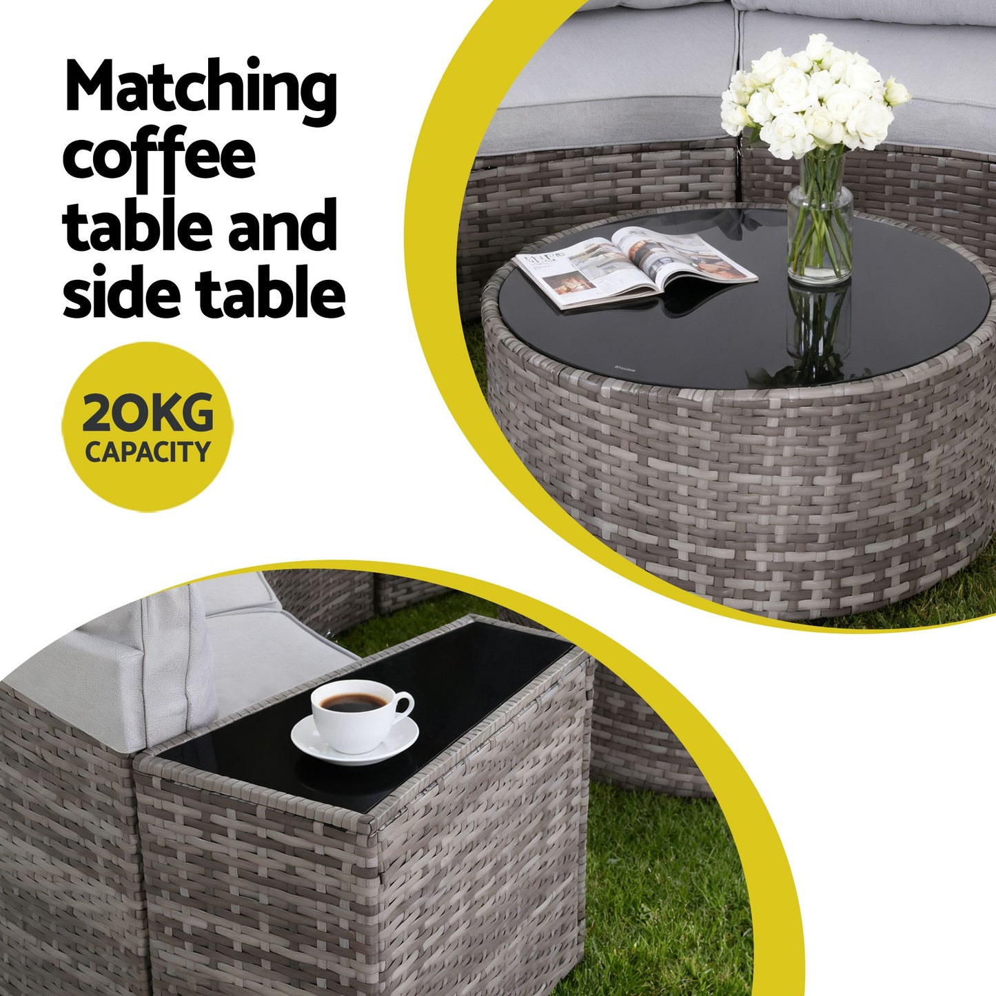 Gardeon 8 Seater Outdoor Sofa Set 11PCS Table Chair Set Garden Rattan Furniture