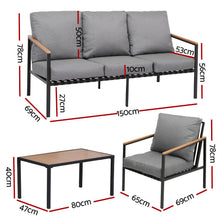 Gardeon 5 Seater Outdoor Sofa Set 4 Piece Black