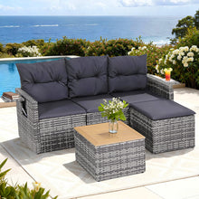 Gardeon 4 Seater Outdoor Sofa Set 5 Piece Wicker Grey