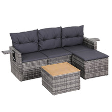 Gardeon 4 Seater Outdoor Sofa Set 5 Piece Wicker Grey