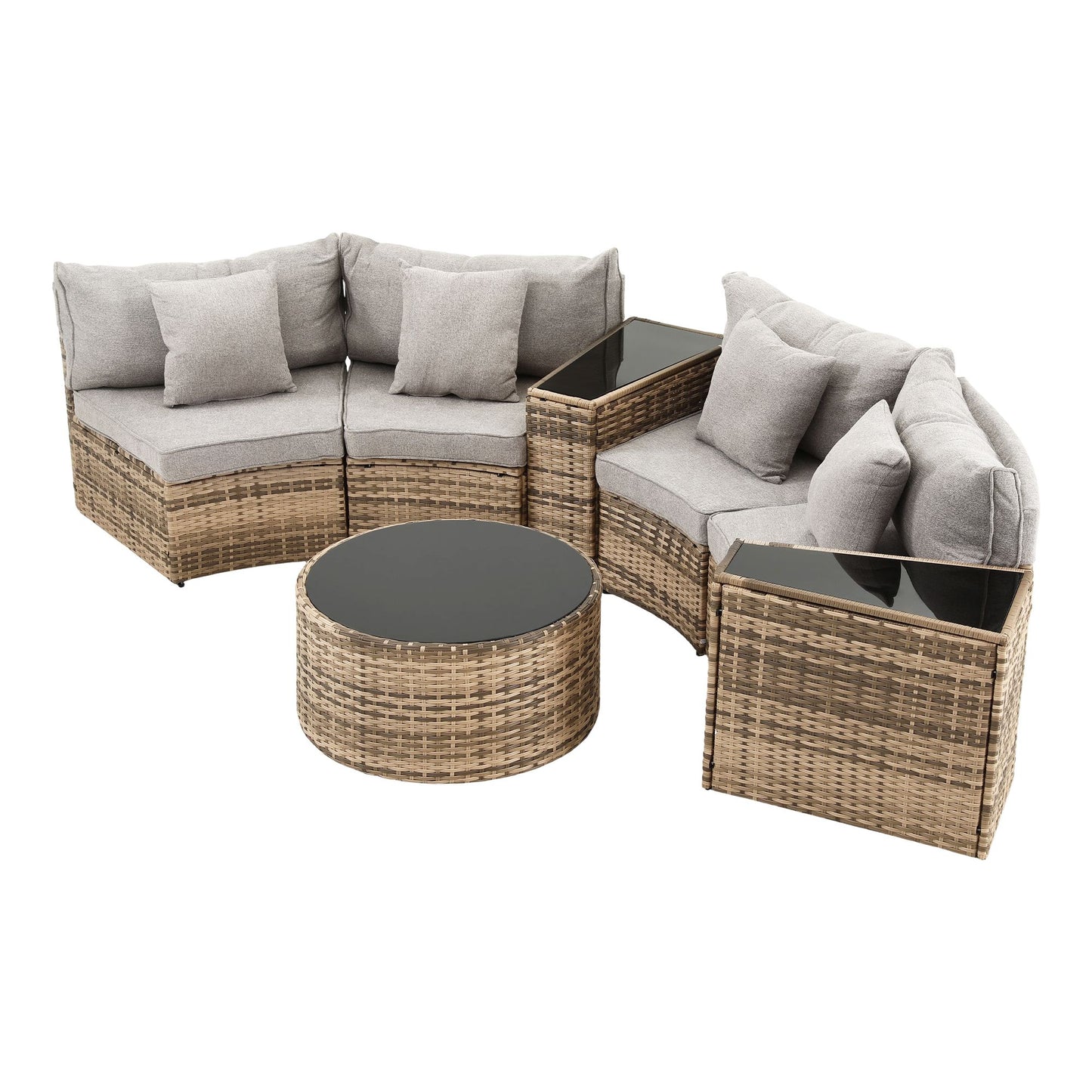 Gardeon 4 Seater Outdoor Sofa Set 7PCS Table Chair Brown Rattan