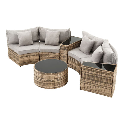 Gardeon 4 Seater Outdoor Sofa Set 7PCS Table Chair Brown Rattan