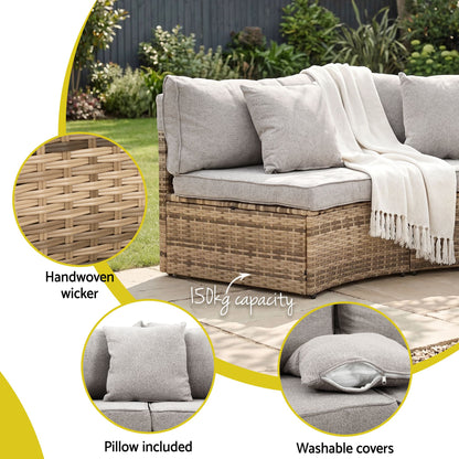 Gardeon 4 Seater Outdoor Sofa Set 7PCS Table Chair Brown Rattan