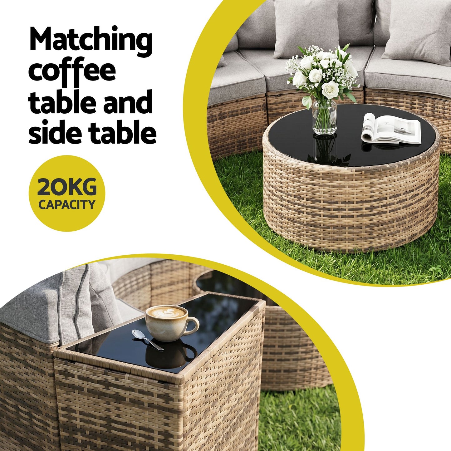 Gardeon 4 Seater Outdoor Sofa Set 7PCS Table Chair Brown Rattan