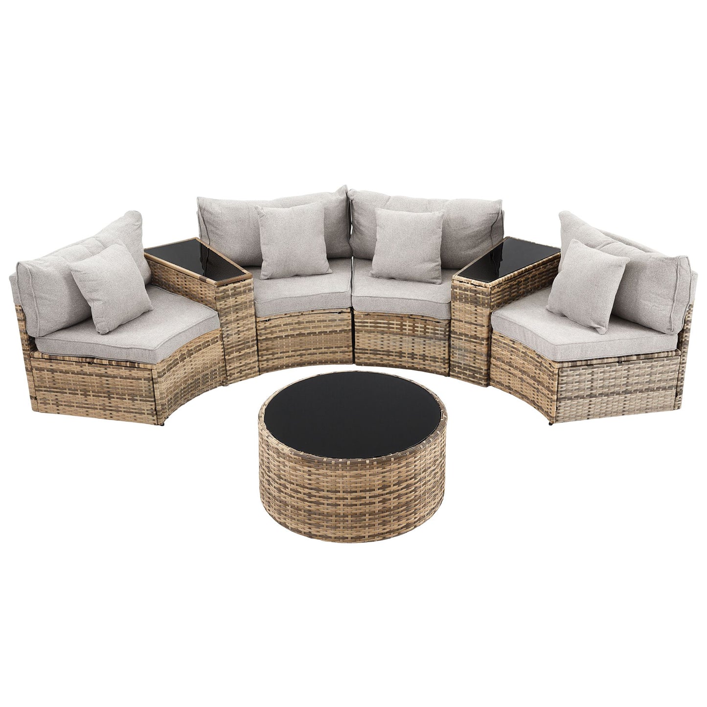 Gardeon 4 Seater Outdoor Sofa Set 7PCS Table Chair Brown Rattan
