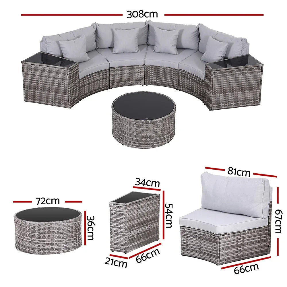 Gardeon 4 Seater Outdoor Sofa Set 7PCS Table Chair Set - Stacks Warehouse