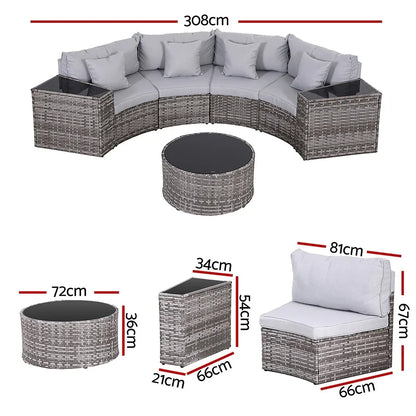 Gardeon 4 Seater Outdoor Sofa Set 7PCS Table Chair Set - Stacks Warehouse