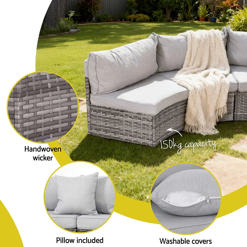 Gardeon 4 Seater Outdoor Sofa Set 7PCS Table Chair Set - Stacks Warehouse