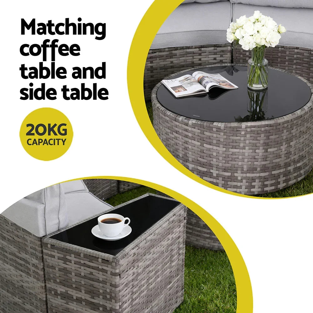 Gardeon 4 Seater Outdoor Sofa Set 7PCS Table Chair Set - Stacks Warehouse