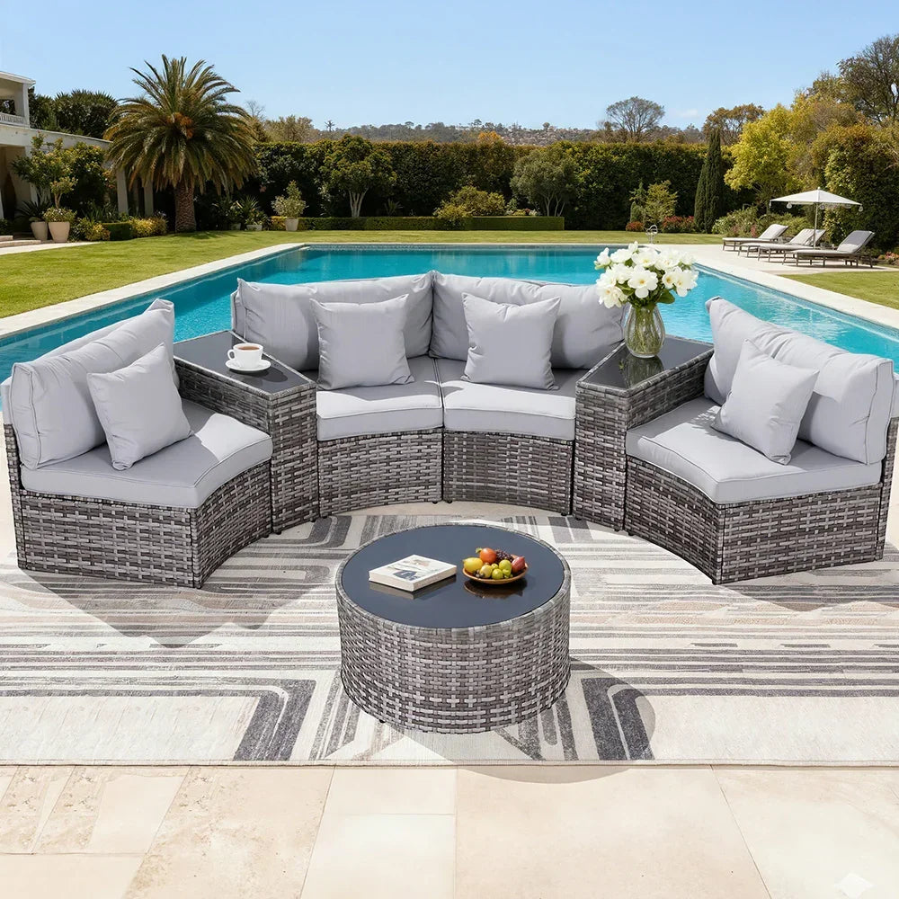 Gardeon 4 Seater Outdoor Sofa Set 7PCS Table Chair Set - Stacks Warehouse