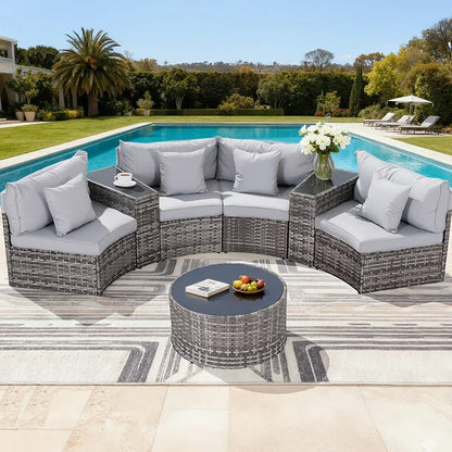 Gardeon 4 Seater Outdoor Sofa Set 7PCS Table Chair Set - Stacks Warehouse