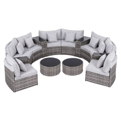 Gardeon 8 Seater Outdoor Sofa Set 14PCS Table Chair Set Rattan Patio Furniture