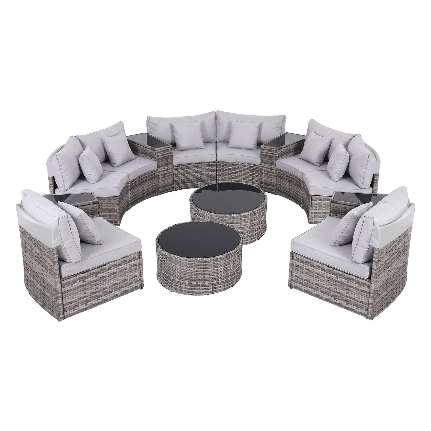 Gardeon 8 Seater Outdoor Sofa Set 14PCS Table Chair Set Rattan Patio Furniture