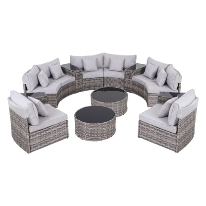 Gardeon 8 Seater Outdoor Sofa Set 14PCS Table Chair Set Rattan Patio Furniture