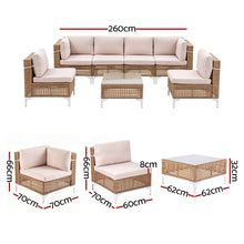 Gardeon 6 Seater Outdoor Sofa Set 7 Piece Rattan Beige