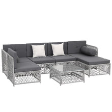 Gardeon 6 Seater Outdoor Sofa Set 7 Piece Wicker Grey