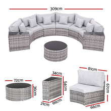 Gardeon 6 Seater Outdoor Sofa Set 9 Piece Rattan
