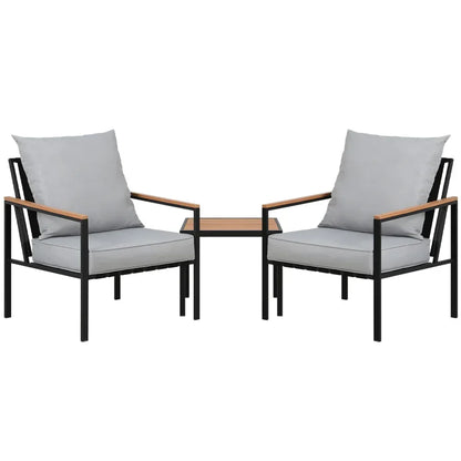 Gardeon 3PC Outdoor Furniture Bistro Set Lounge Setting Chairs Table Patio Black - Stacks Warehouse