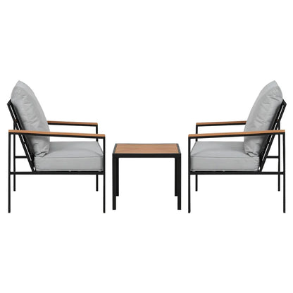Gardeon 3PC Outdoor Furniture Bistro Set Lounge Setting Chairs Table Patio Black - Stacks Warehouse