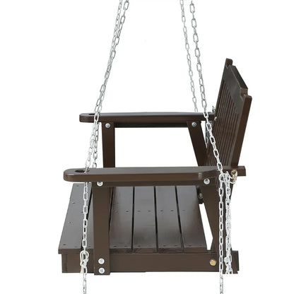 Gardeon Porch Swing Chair With Chain Outdoor Furniture Wooden Bench 2 Seat Brown - Stacks Warehouse