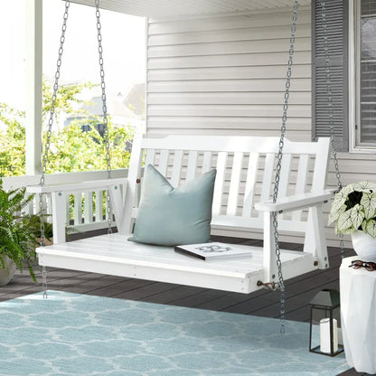 Gardeon Porch Swing Chair with Chain Garden Chair Outdoor Furniture Wooden White - Stacks Warehouse