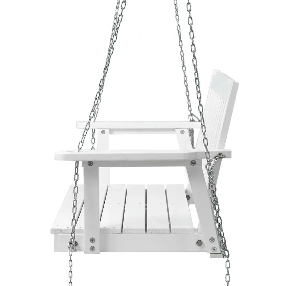 Gardeon Porch Swing Chair with Chain Garden Chair Outdoor Furniture Wooden White - Stacks Warehouse