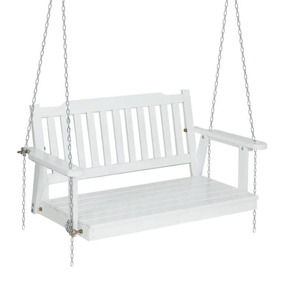 Gardeon Porch Swing Chair with Chain Garden Chair Outdoor Furniture Wooden White - Stacks Warehouse