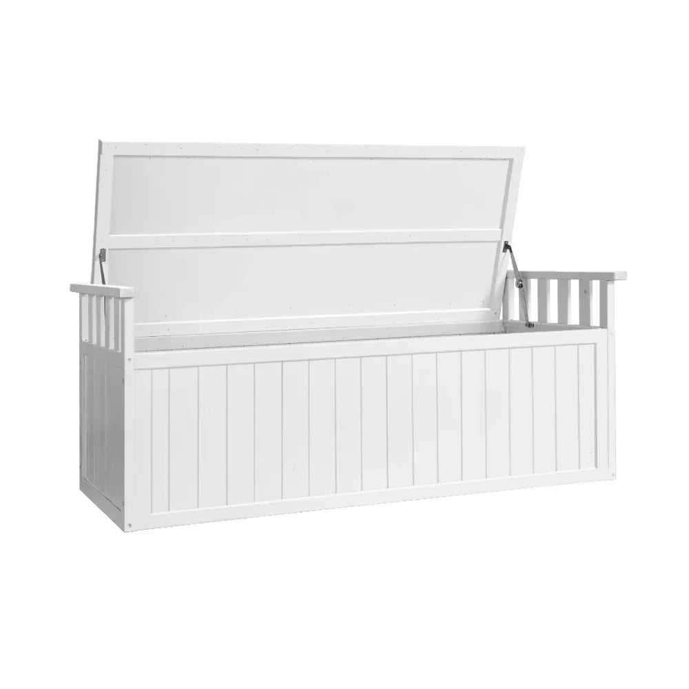 Gardeon Outdoor Storage Bench Box 129cm Wooden Garden Toy Chest Sheds Patio Furniture XL White - Stacks Warehouse