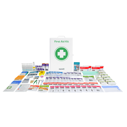 OPERATOR 5 Series Metal Tough First Aid Kit in a wall mountable, key lockable metal cabinet