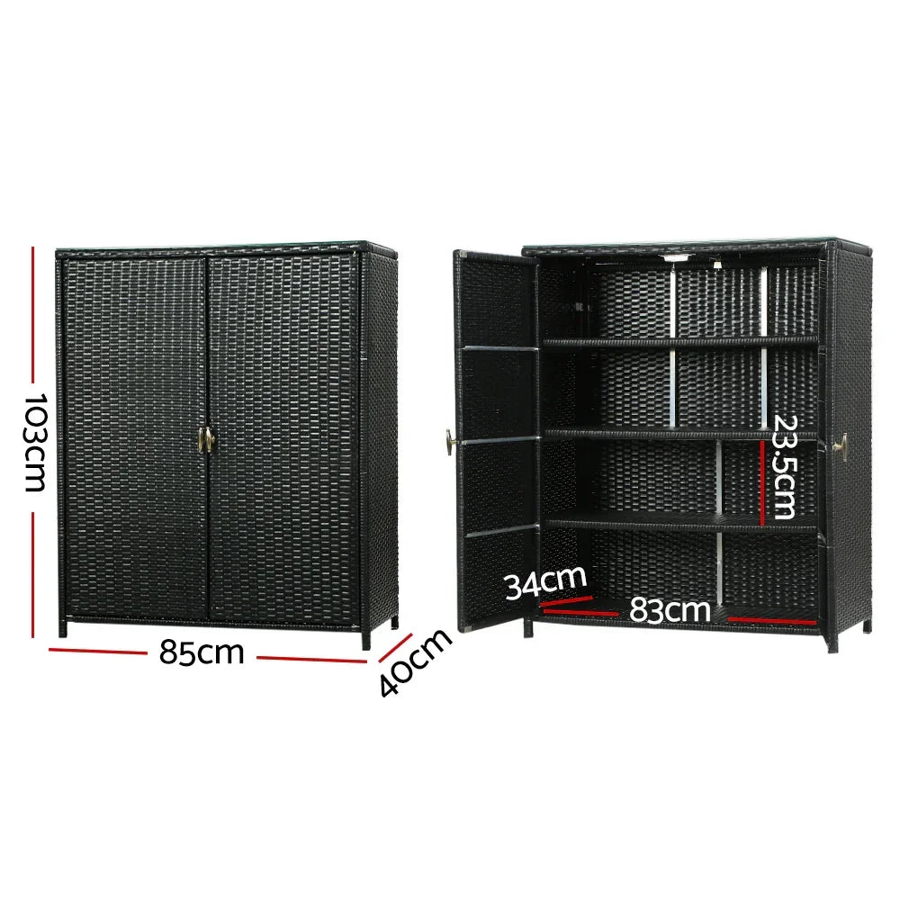 Gardeon Outdoor Storage Cabinet Box Garage Wicker Shelf Chest Garden Shed Tools - Stacks Warehouse