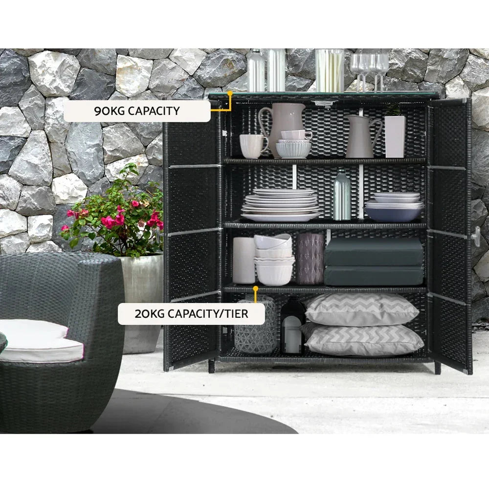 Gardeon Outdoor Storage Cabinet Box Garage Wicker Shelf Chest Garden Shed Tools - Stacks Warehouse