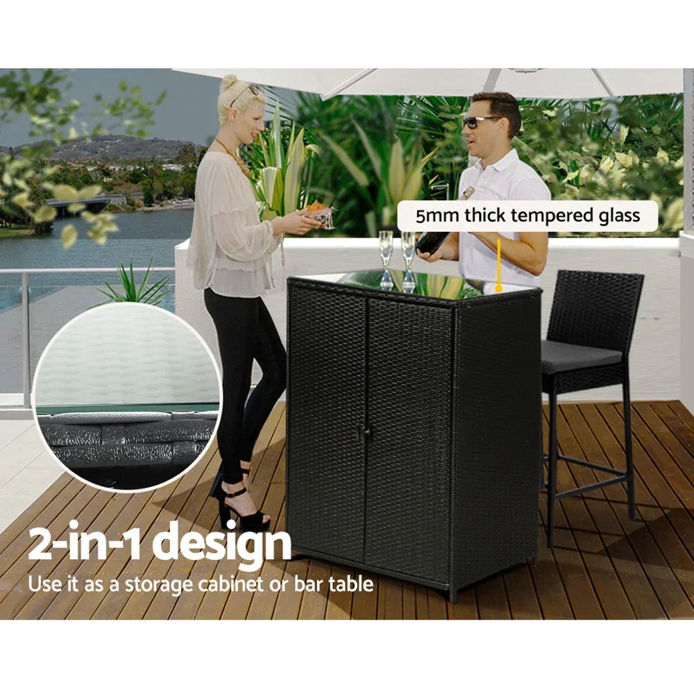Gardeon Outdoor Storage Cabinet Box Garage Wicker Shelf Chest Garden Shed Tools - Stacks Warehouse