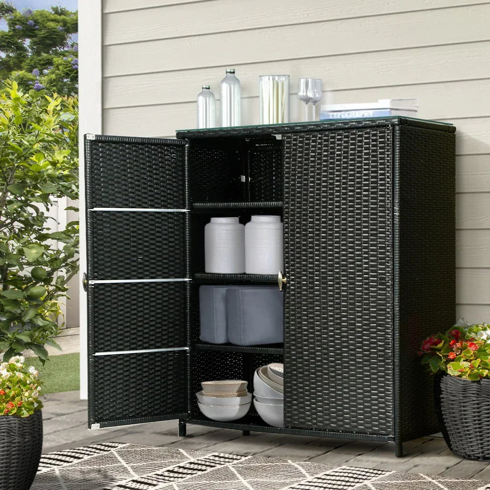 Gardeon Outdoor Storage Cabinet Box Garage Wicker Shelf Chest Garden Shed Tools - Stacks Warehouse