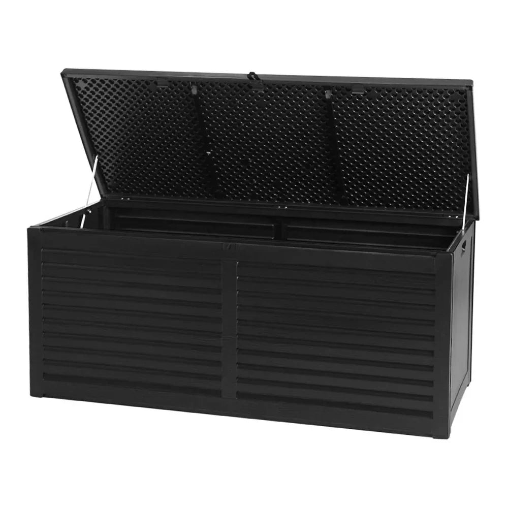 Outdoor Storage Box 490L Container Lockable Garden Bench Shed Tools Toy All Black - Stacks Warehouse